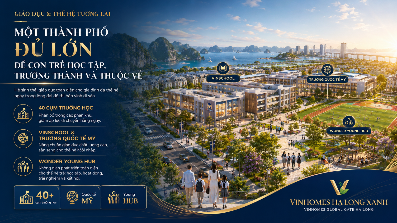 Hệ thống giáo dục 40 cụm trường học tại Vinhomes Hạ Long Xanh