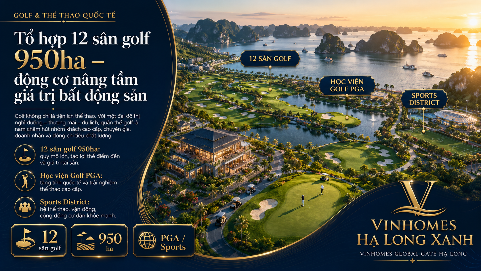 Tổ hợp 12 sân golf 950ha tại Vinhomes Global Gate Hạ Long